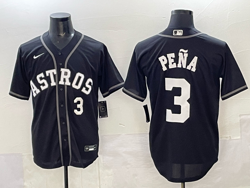 Men Houston Astros #3 Pena Black Nike 2025 MLB Jersey 0010